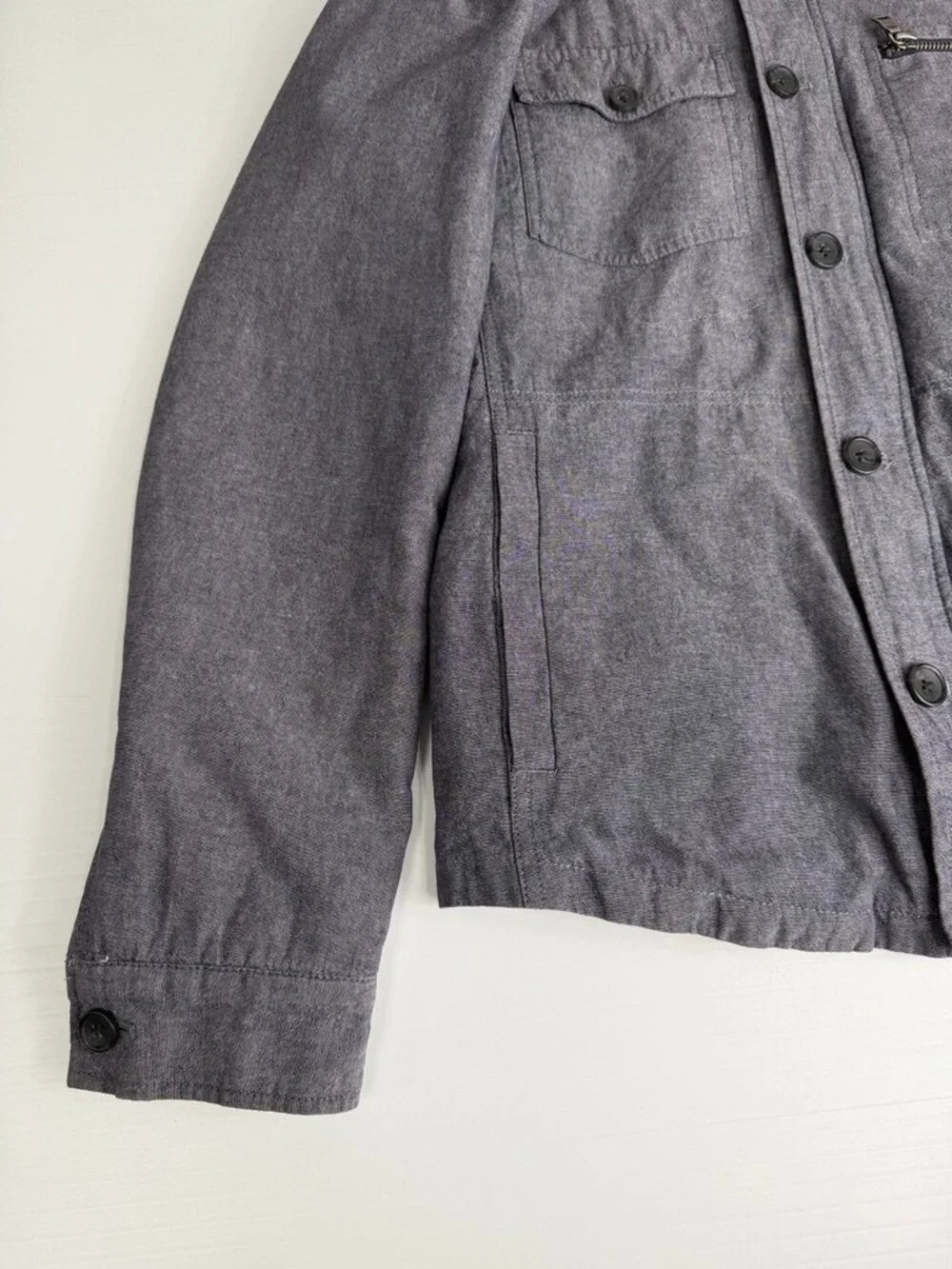 Banana Republic Jacket Men Small Zip Button Pocket Military Collar Work Party Go